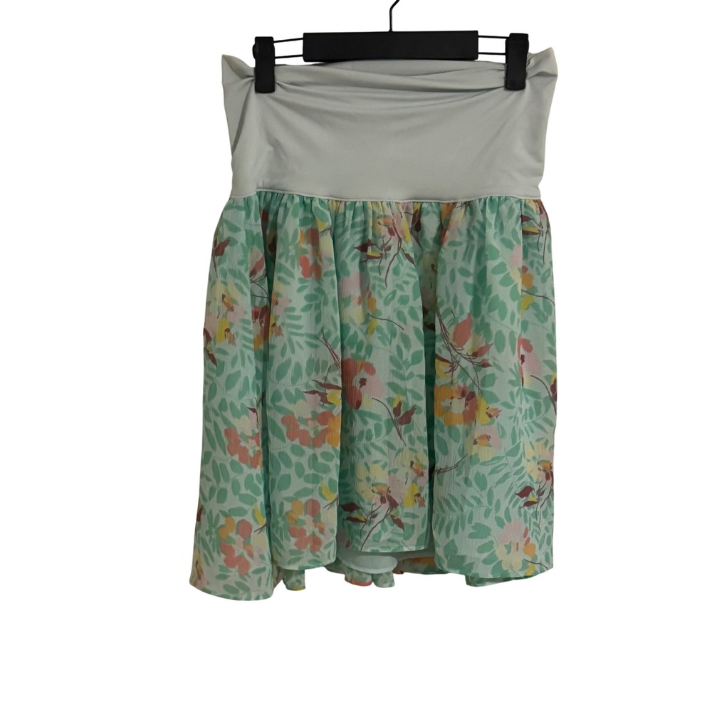 Gap‎ Maternity Floral Print Mint Green Chiffon Over Belly Skirt Size 4 Botanical
